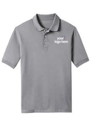 Short Sleeve Cotton Polo T-Shirt Gray